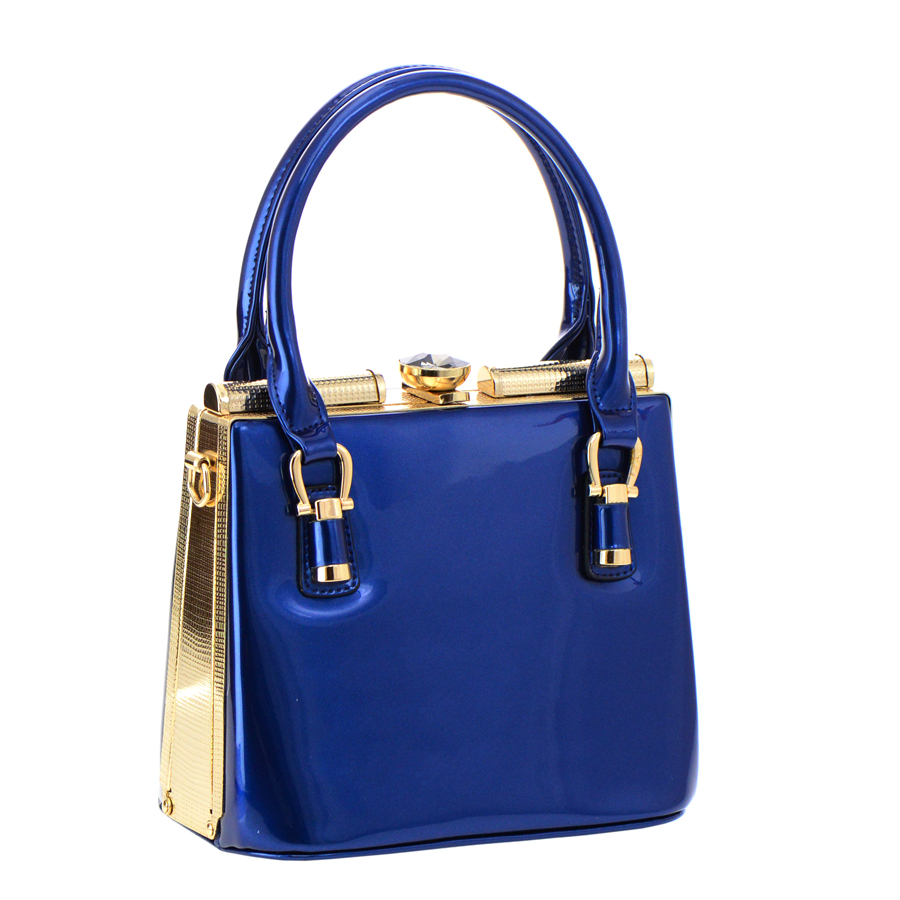 Patent Leather Mini Tote Bag 35620 - Blue