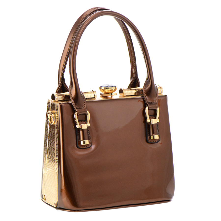 Patent Leather Mini Tote Bag 35620 - Brown