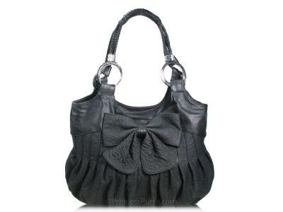 Designer Inspired Very Cute "Super-Ruched" Bag w/ Large Bow on the Front
