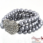 Fashionable Stretchable Bracelet w/ Pearl And Rhinestone Heart