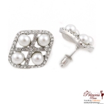 Stylish Fashionable Earrings w/ Pearl And Rhinestone Accent