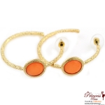 Stylish Fashionable Round Earrings w/ Color Stone Accent