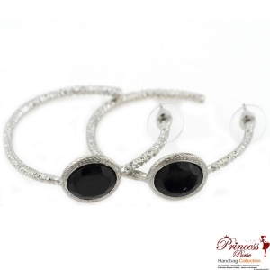Stylish Fashionable Round Earrings w/ Color Stone Accent