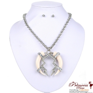 Tribal Inspired Necklace and Earings Combo w/ Rhinestones