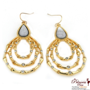 Stylish Fashionable Earrings w/ Stone And Rhinestone Accent