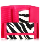 Designer Inspired Zebra Print Clutch Wallet w/ Foldover Snap Closure