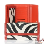 Designer Inspired Zebra Print Clutch Wallet w/ Foldover Snap Closure