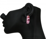 Stylish 1" Semi-loop Stud Earrings w/ Cool Rhinestones Accent