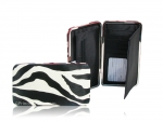 Designer Inspired Zebra Print Fashion Wallet w/ Colored Outside Trim