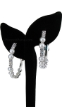 1.75 Classy Silver-toned Loop Earrings Highlighted w/ Pearls & Stones