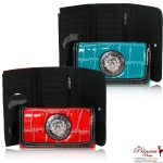 Package Sale!!! (6pcs) Designer Inspired Shiny Three-fold Wallet w/ Silver-toned Lion Coin Accent