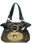 Original Betty Boop Hobo Handbag w/ Classic Betty Boop Singe and Cute Betty Boop Metal Picture In Front