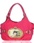 Original Betty Boop Hobo Handbag w/ Classic Betty Boop Metal Logo In Front
