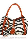 Designer Inspired Zebra Print Hobo Bag w/ Tassel Embellishment
