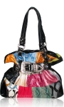 Designer Inspired Hobo Patch Bag w/ Rhinestones Belt Accent Embellishment On Front