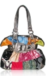 Designer Inspired Hobo Patch Bag w/ Rhinestones Belt Accent Embellishment On Front