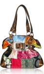 Designer Inspired Hobo Patch Bag w/ Rhinestones Belt Accent Embellishment On Front