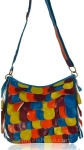 Designer Inspired Hobo Bag w/ Cool Multi Color Overlapping Flap Design & Tassels In The Back