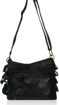 Designer Inspired Leatherette Messenger Bag w/ Cool Overlapping Flap Design & Tassels In The Back