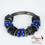 New and Very Stylish Bracelet w/ Dark Pearl, Blue Ruby, Accent Bead Pattern