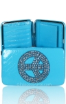 Designer Inspired Wallet w/ Rhinestones Peace Sign Embellishment