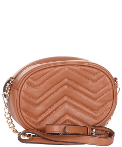 Quilted Convertible Crossbody Belt Bag 1234 BROWN