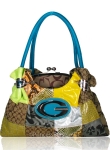 Designer Inspired G Patch Work Hobo Handbag w/ G Emblem in Front