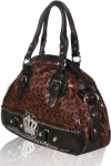 Designer Inspire Animal Print Hobo Handbag w/ Rhinestone Crown Sign