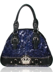 Designer Inspire Animal Print Hobo Handbag w/ Rhinestone Crown Sign