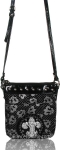 Designer Inspire Messenger Bag w/ Rhinestone Fleur De Lys Emblem