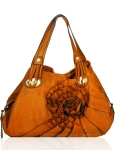 Designer Inspire Hobo Flower Handbag w/ Gold-Tone Hardware