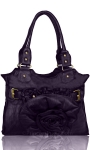 Designer Inspire  Flower Handbag w/ 3 Chic Flower &  Gold-Tone Hardware