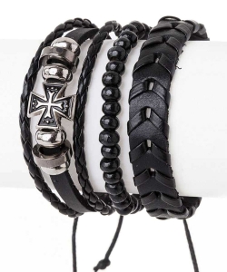 Genuine Leather Cross Bracelet Set 128-TB5002