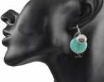 Fashionable Round Earrings w/ Turquoise And Textured Stone