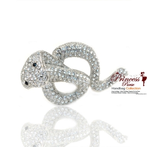 Fashionable Snake Clothing Pin w/ Crystal Rhinestone Accent
