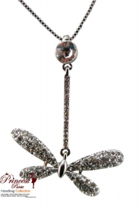 Fashion Chain Necklace w/ Rhinestone Butterfly Accent