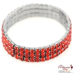 Fashionable Stretchable Bracelet w/ 3  Rows Rhinestone Accent