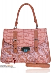Designer Inspired Crocodile Skin Like Handbag w/ Embroidery Fabric