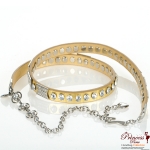 Fashionable Women Belt w/ Studs And Rhinestone Crystal Accent