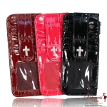 12 Pcs Crocodile Skin Card Holder w/ Rhinestone Cross Emblem