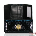 Designer Inspired Leatherette Wallet w/ Gold Tone Lion Accent