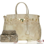 Package Sale!!! with organizer Eithan K Crocodile Skin Tote Handbag w/Gold Lock & Key Accent