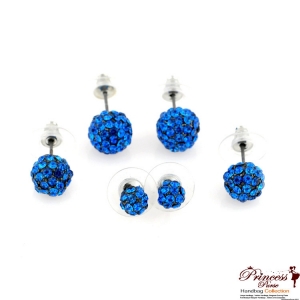 3 Different Size Pair Of Earrings w/ Crystal Rhinestone Accent