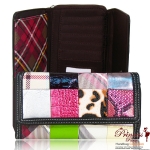 Animal Skin Patchwork Wallet w/ Fold Over Magnet Closure