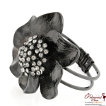 Stylish Fashionable Flower Bangles w/ Rhinestone Accent (BG915)