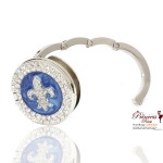 Fashionable Handbag Hook w/ Rhinestone Fleur De Ly's Accent