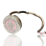 Fashionable Handbag Hook w/ Rhinestone Fleur De Ly's Accent