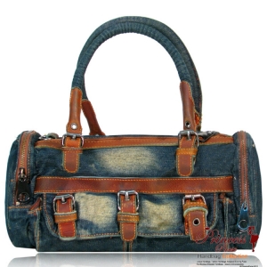 Eithan K Denim Handbag w/ Leatherette Accent