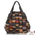 Eithan K Genuine Leather Handbag w/ Patch Accent