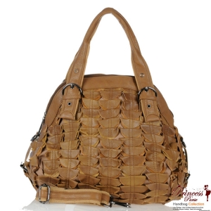 Eithan K Genuine Leather Handbag w/ Patch Accent